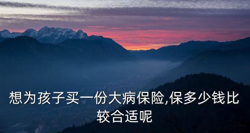 想為孩子買一份大病保險(xiǎn),保多少錢比較合適呢