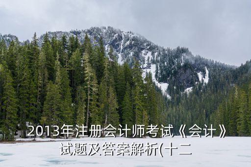  2013年注冊(cè)會(huì)計(jì)師考試《會(huì)計(jì)》試題及答案解析(十二