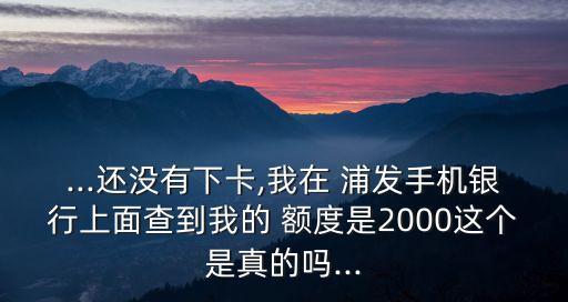 ...還沒有下卡,我在 浦發(fā)手機(jī)銀行上面查到我的 額度是2000這個(gè)是真的嗎...