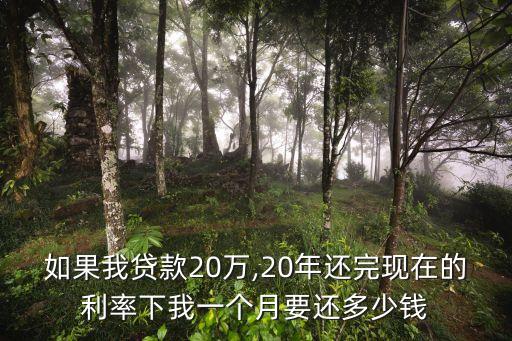 如果我貸款20萬(wàn),20年還完現(xiàn)在的利率下我一個(gè)月要還多少錢(qián)