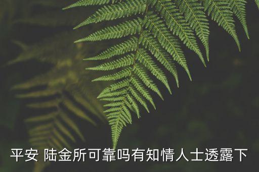 平安 陸金所可靠嗎有知情人士透露下