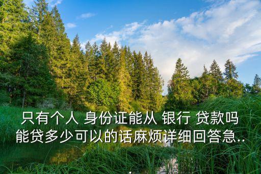 只有個(gè)人 身份證能從 銀行 貸款嗎能貸多少可以的話麻煩詳細(xì)回答急...