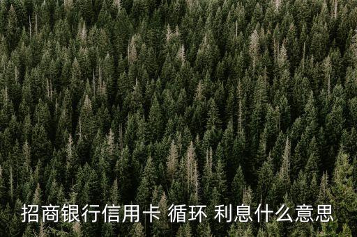 招商銀行信用卡 循環(huán) 利息什么意思