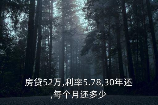 本金本息代款52萬30年每月多少錢