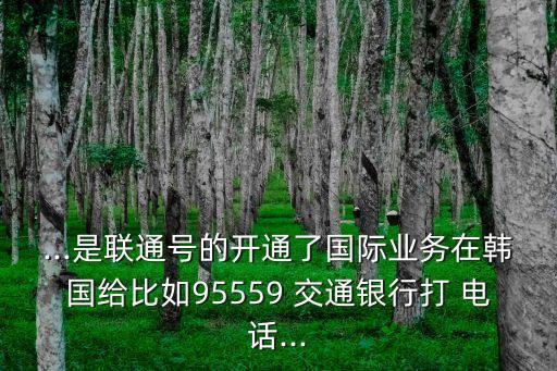 ...是聯(lián)通號(hào)的開(kāi)通了國(guó)際業(yè)務(wù)在韓國(guó)給比如95559 交通銀行打 電話...