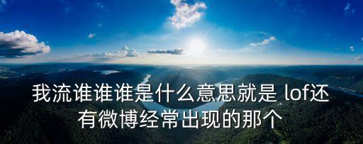 我流誰誰誰是什么意思就是 lof還有微博經(jīng)常出現(xiàn)的那個