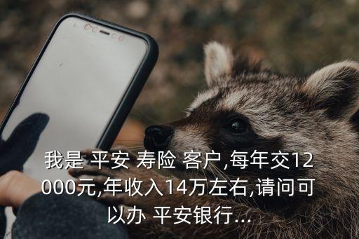 我是 平安 壽險(xiǎn) 客戶,每年交12000元,年收入14萬(wàn)左右,請(qǐng)問(wèn)可以辦 平安銀行...