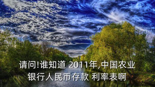 請問!誰知道 2011年,中國農(nóng)業(yè)銀行人民幣存款 利率表啊