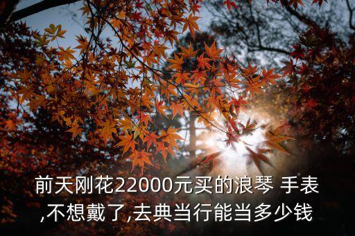 前天剛花22000元買的浪琴 手表,不想戴了,去典當(dāng)行能當(dāng)多少錢
