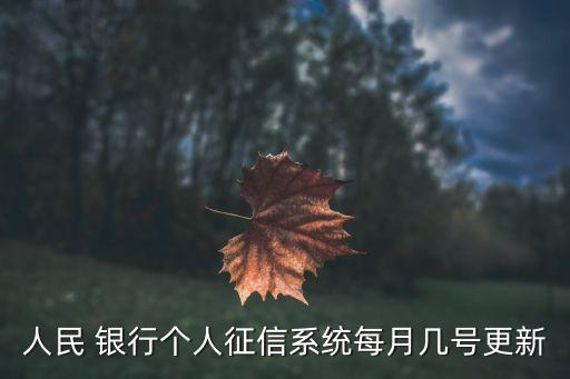 人民 銀行個(gè)人征信系統(tǒng)每月幾號(hào)更新