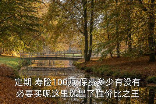 定期 壽險(xiǎn)100萬(wàn) 保費(fèi)多少有沒(méi)有必要買(mǎi)呢這里選出了性價(jià)比之王