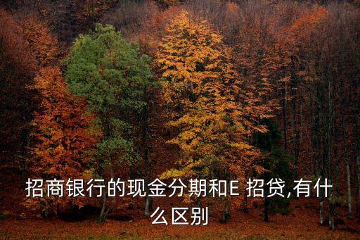招商銀行的現(xiàn)金分期和E 招貸,有什么區(qū)別