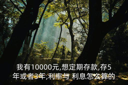 我有10000元,想定期存款,存5年或者3年,利率與 利息怎么算的