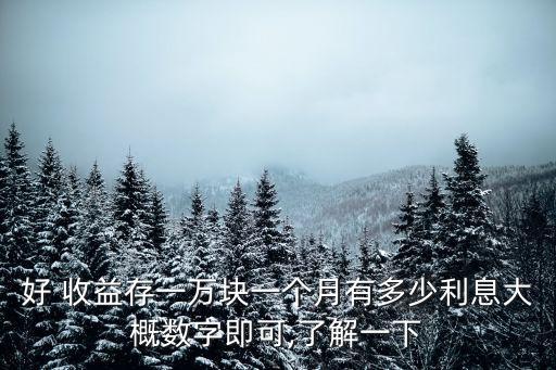 好 收益存一萬塊一個月有多少利息大概數(shù)字即可,了解一下