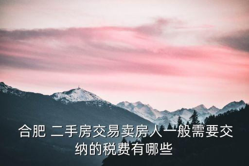  合肥 二手房交易賣(mài)房人一般需要交納的稅費(fèi)有哪些
