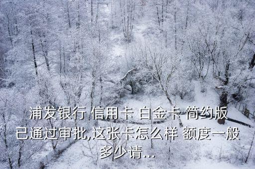  浦發(fā)銀行 信用卡 白金卡 簡(jiǎn)約版已通過(guò)審批,這張卡怎么樣 額度一般多少請(qǐng)...