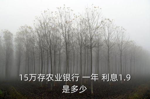 15萬存農(nóng)業(yè)銀行 一年 利息1.9是多少