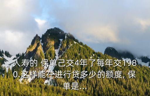 人壽的 保單己交4年了每年交1980.這樣能在進行貸多少的額度, 保單是...