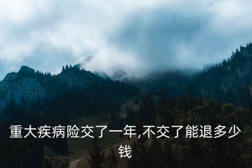 重大疾病險交了一年,不交了能退多少錢