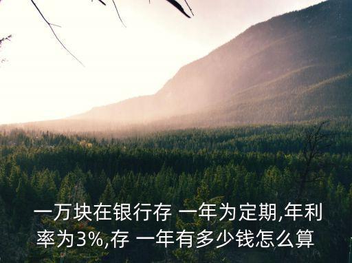  一萬塊在銀行存 一年為定期,年利率為3%,存 一年有多少錢怎么算