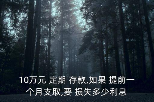 10萬(wàn)元 定期 存款,如果 提前一個(gè)月支取,要 損失多少利息