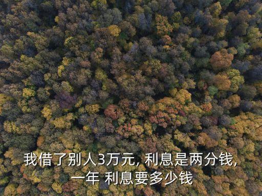 我借了別人3萬元, 利息是兩分錢, 一年 利息要多少錢