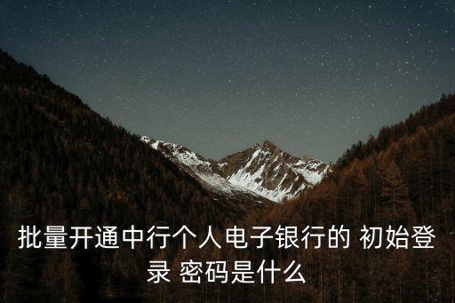 批量開通中行個人電子銀行的 初始登錄 密碼是什么