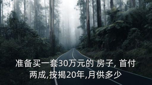 30萬的房子首付要多少,300萬的房子首付200萬月供多少
