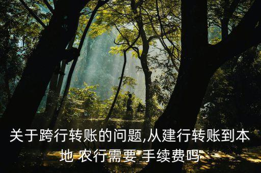 關于跨行轉賬的問題,從建行轉賬到本地 農(nóng)行需要 手續(xù)費嗎