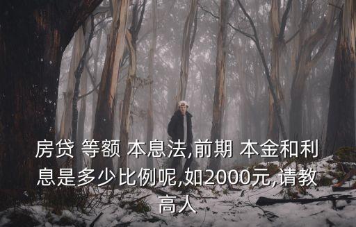 房貸 等額 本息法,前期 本金和利息是多少比例呢,如2000元,請教高人