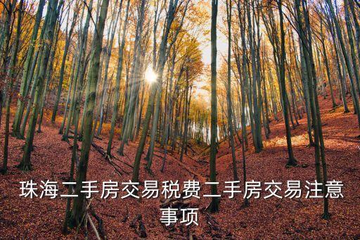  珠海二手房交易稅費二手房交易注意事項