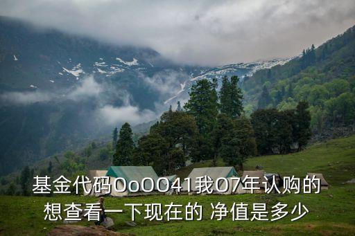 基金代碼OoOO41我O7年認購的想查看一下現(xiàn)在的 凈值是多少