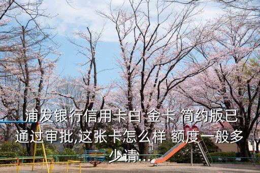  浦發(fā)銀行信用卡白 金卡 簡約版已通過審批,這張卡怎么樣 額度一般多少請...