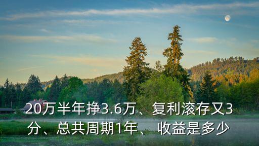 20萬半年掙3.6萬、復(fù)利滾存又3分、總共周期1年、 收益是多少