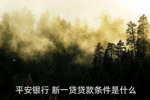  平安銀行 新一貸貸款條件是什么