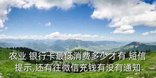 農(nóng)業(yè) 銀行卡最低消費多少才有 短信提示,還有往微信充錢有沒有通知