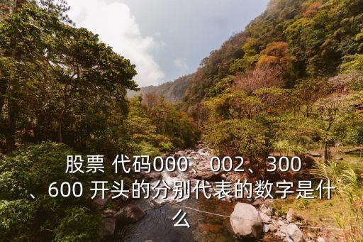 股票 代碼000、002、300、600 開頭的分別代表的數(shù)字是什么