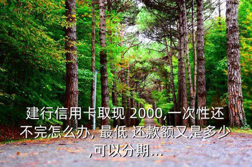建行信用卡取現(xiàn) 2000,一次性還不完怎么辦, 最低 還款額又是多少,可以分期...