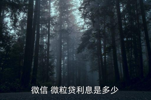 微信 微粒貸利息是多少