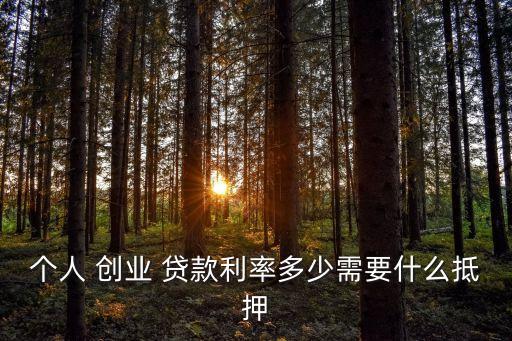 個(gè)人 創(chuàng)業(yè) 貸款利率多少需要什么抵押