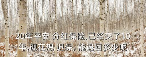 20年平安 分紅保險,已經(jīng)交了10年,現(xiàn)在想 退保, 能退回多少呢