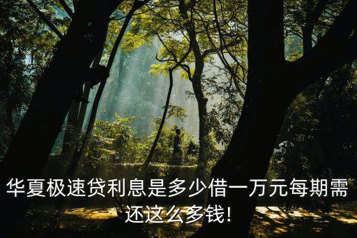 華夏極速貸利息是多少借一萬元每期需還這么多錢!