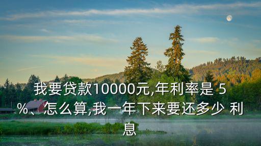 我要貸款10000元,年利率是 5%、怎么算,我一年下來要還多少 利息