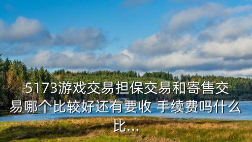  5173游戲交易擔(dān)保交易和寄售交易哪個(gè)比較好還有要收 手續(xù)費(fèi)嗎什么比...