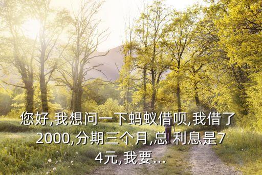 您好,我想問一下螞蟻借唄,我借了 2000,分期三個(gè)月,總 利息是74元,我要...