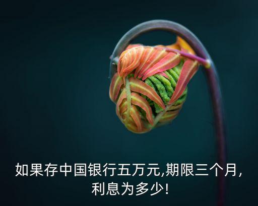 如果存中國銀行五萬元,期限三個月, 利息為多少!