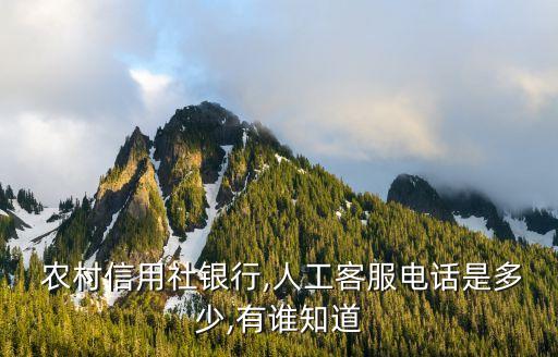  農(nóng)村信用社銀行,人工客服電話是多少,有誰知道