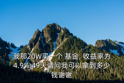 我那20W買一個 基金, 收益率為4.9%,49天請問我可以拿到多少錢謝謝