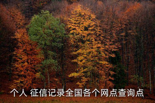 個人 征信記錄全國各個網(wǎng)點查詢點