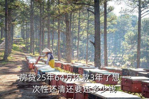  房貸25年64萬(wàn)還款3年了想 一次性還清還要還多少錢